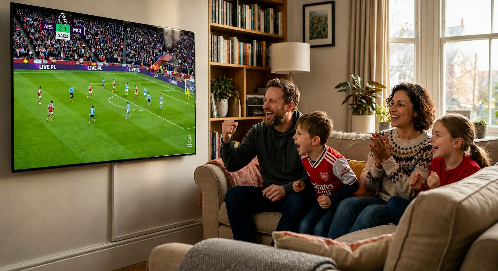 Porodica gleda Premier League utakmicu uživo preko BrixoIPTV servisa