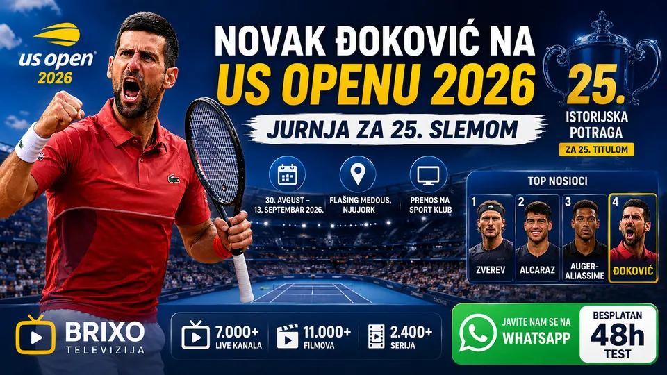 Novak Đoković na US Openu 2026 — jurnja za 25. slemom