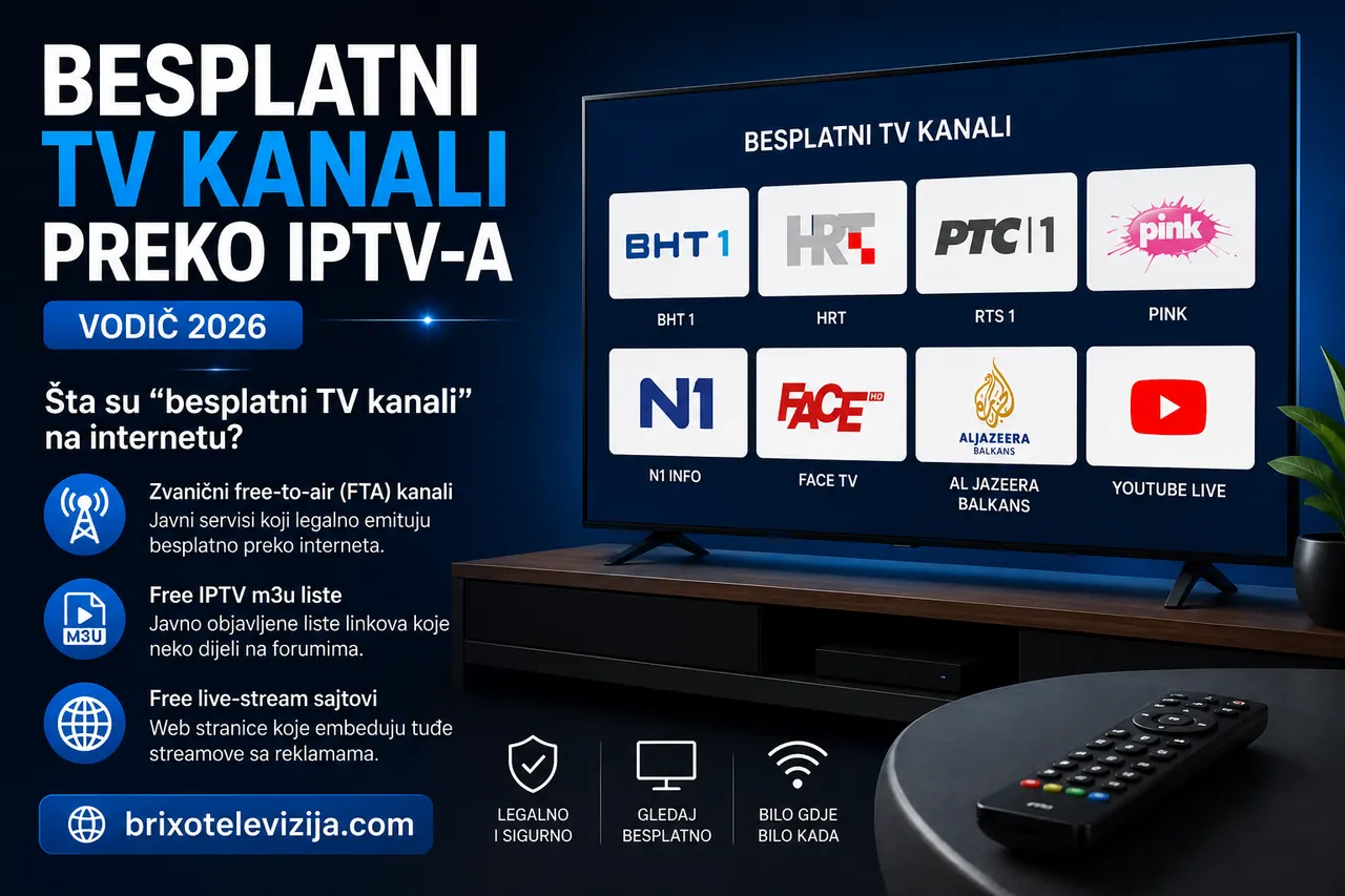 Besplatni TV kanali preko IPTV-a — vodič 2026